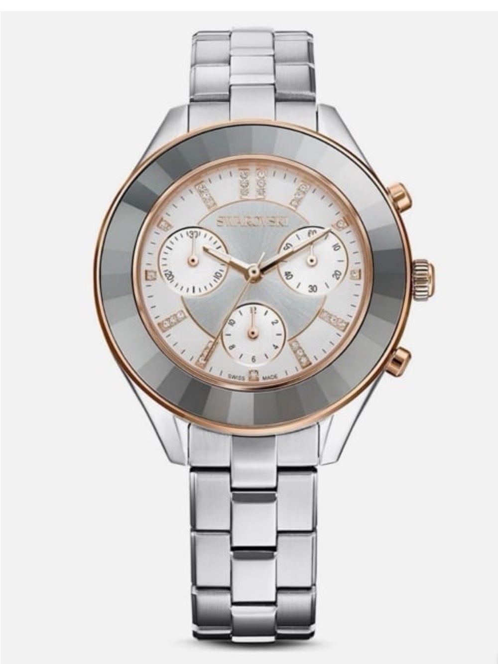 Swarovski Octea Lux Sport watch Swiss Made, Metal bracelet, Silver tone verified